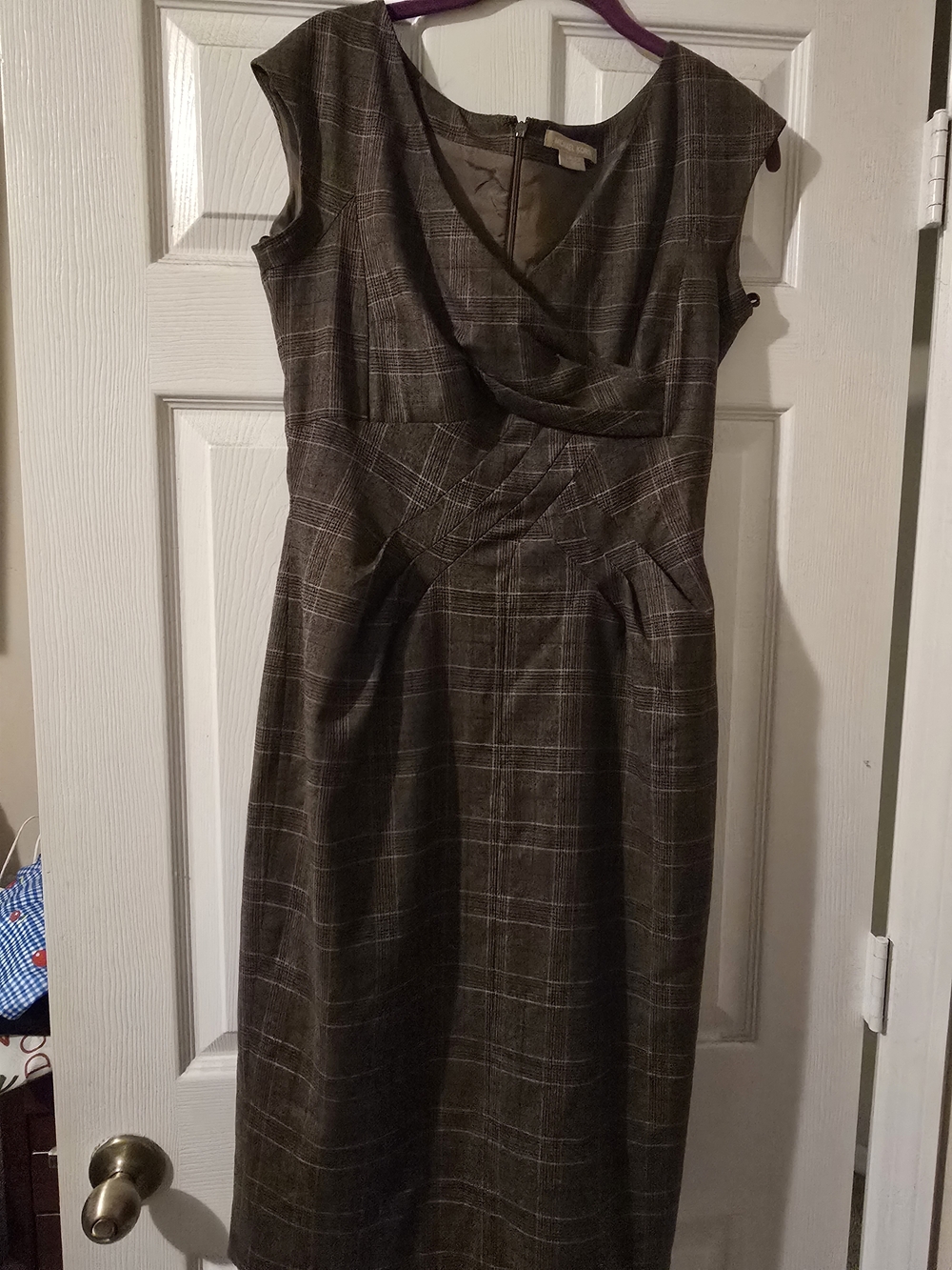 Michael Kors Brown Plaid Midi Dress